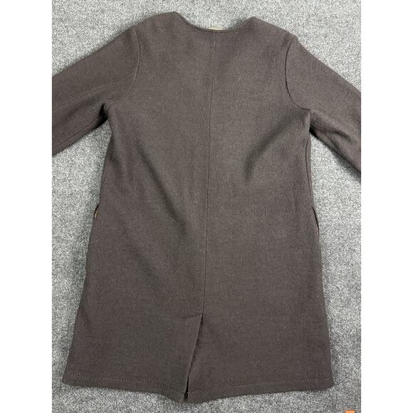 Soft Surroundings Brown Wool Open Front Coat Cardigan Medium Gold Detail - Picture 14 of 16